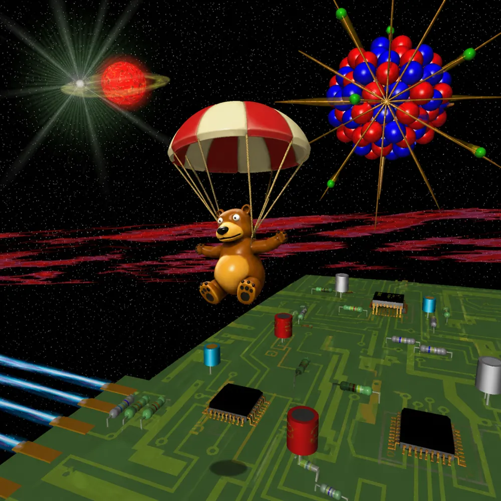 Behr falling under a parachute