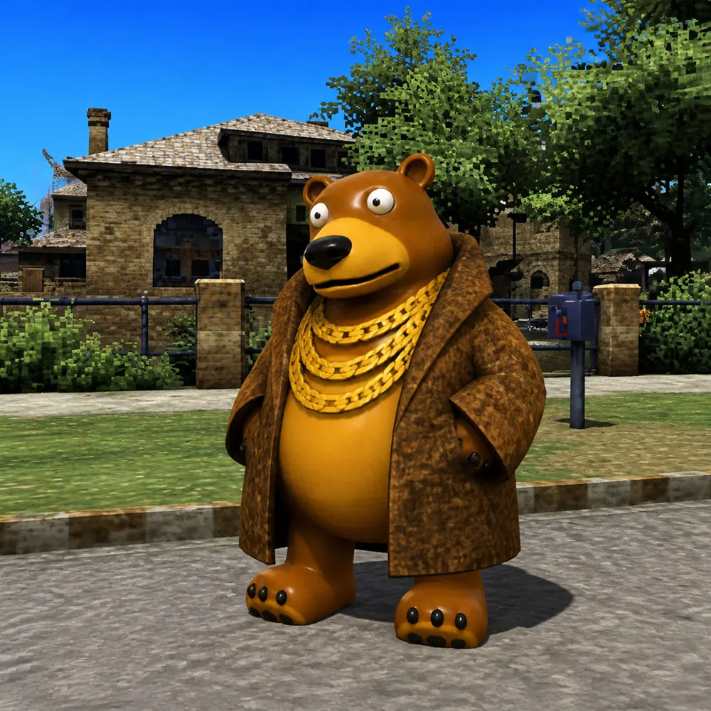 Behr in a fur coat and gold chains